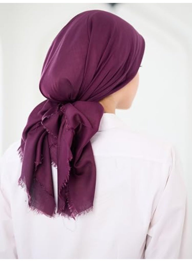 FLOWER Premium Pure Cotton Scarf, Ultra Soft & Breathable with Elegant Smooth Finish, Lightweight & Comfortable  90X90 CM , Plum Purple Color - Image 4